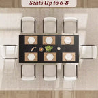 CuisinSmart 71 Table de salle à manger pour 6 à 8 personnes, table à dîner moderne avec pieds en bois uniques, table de salle à manger rectangulaire