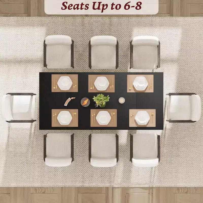 CuisinSmart 71 Table de salle à manger pour 6 à 8 personnes, table à dîner moderne avec pieds en bois uniques, table de salle à manger rectangulaire
