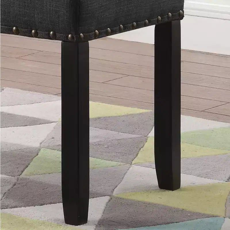 Banc de salle à manger en tissu Biony Roundhill Furniture avec garniture cloutée