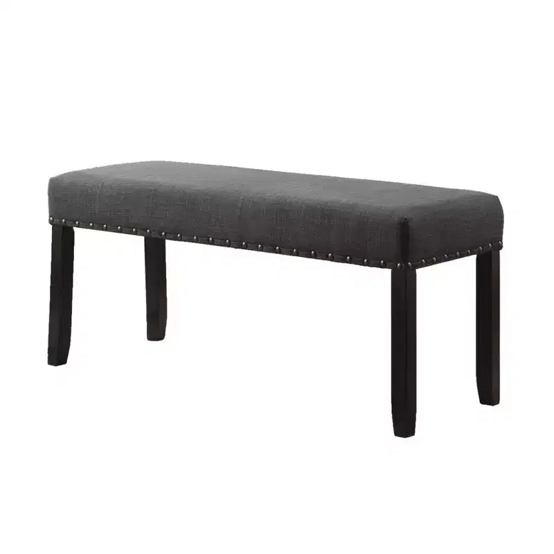 Banc de salle à manger en tissu Biony Roundhill Furniture avec garniture cloutée