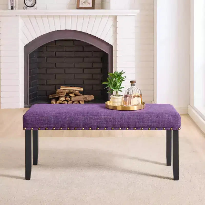 Banc de salle à manger en tissu Biony Roundhill Furniture avec garniture cloutée