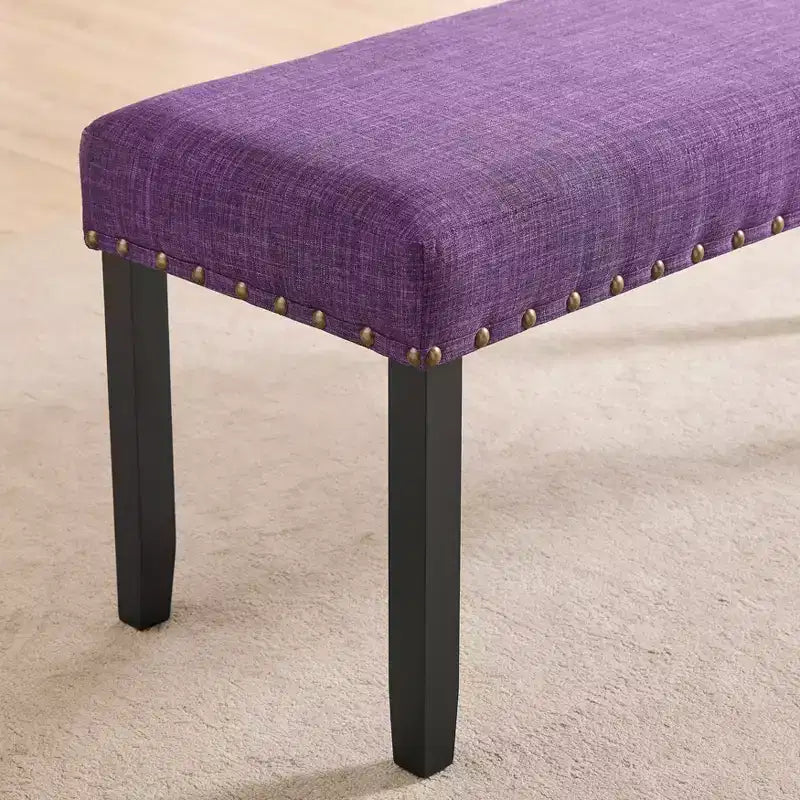 Banc de salle à manger en tissu Biony Roundhill Furniture avec garniture cloutée