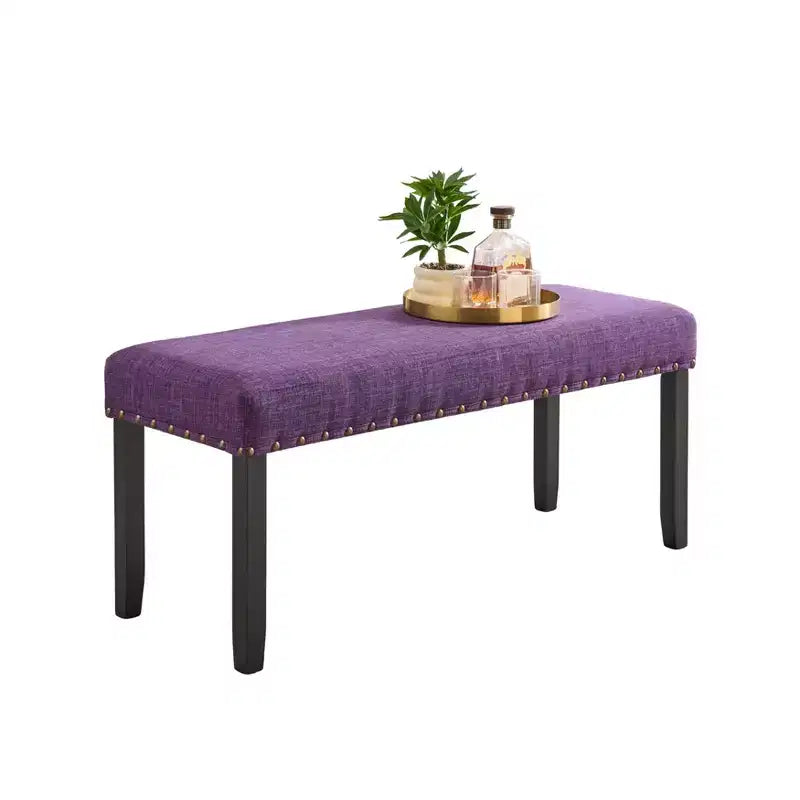 Banc de salle à manger en tissu Biony Roundhill Furniture avec garniture cloutée