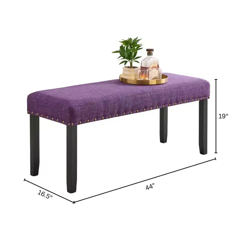 Banc de salle à manger en tissu Biony Roundhill Furniture avec garniture cloutée