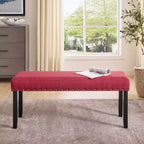 Banc de salle à manger en tissu Biony Roundhill Furniture avec garniture cloutée