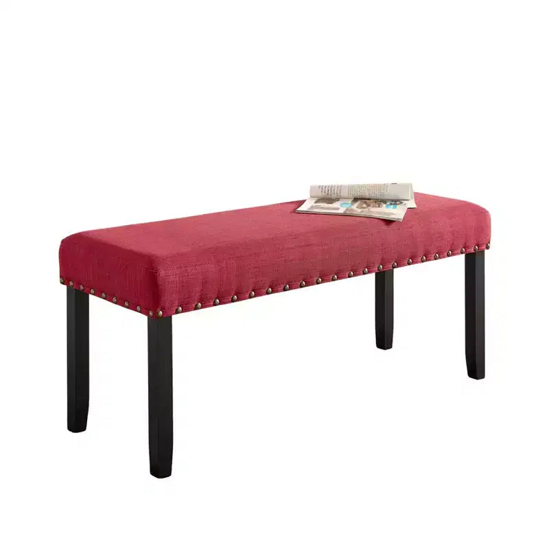 Banc de salle à manger en tissu Biony Roundhill Furniture avec garniture cloutée