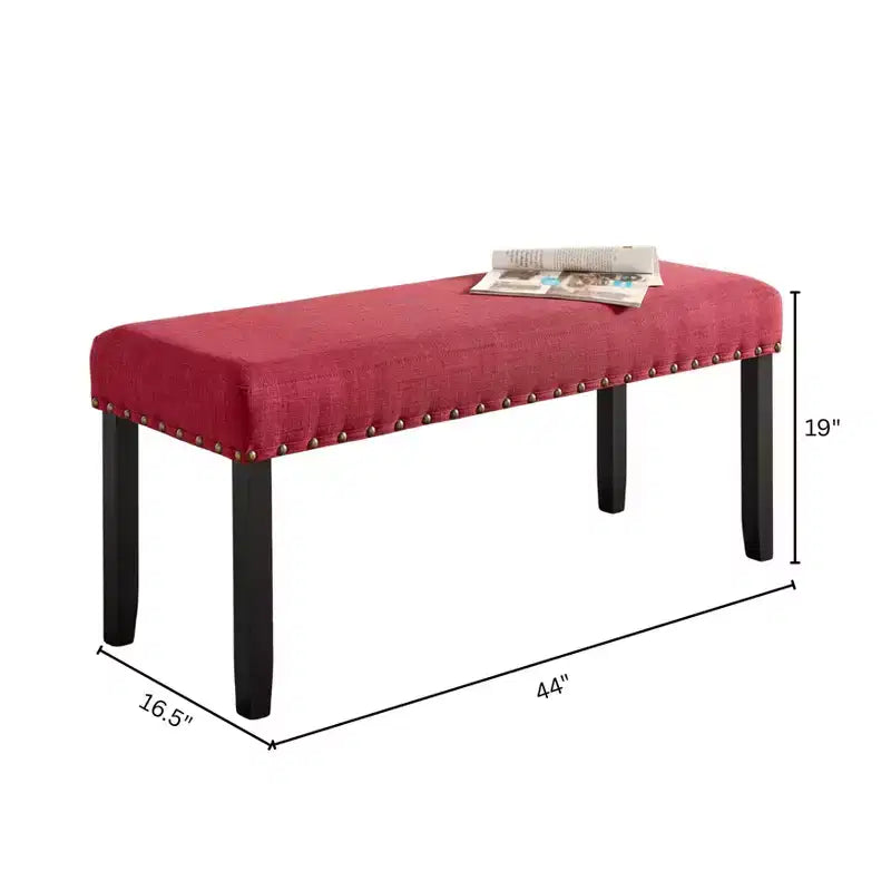 Banc de salle à manger en tissu Biony Roundhill Furniture avec garniture cloutée