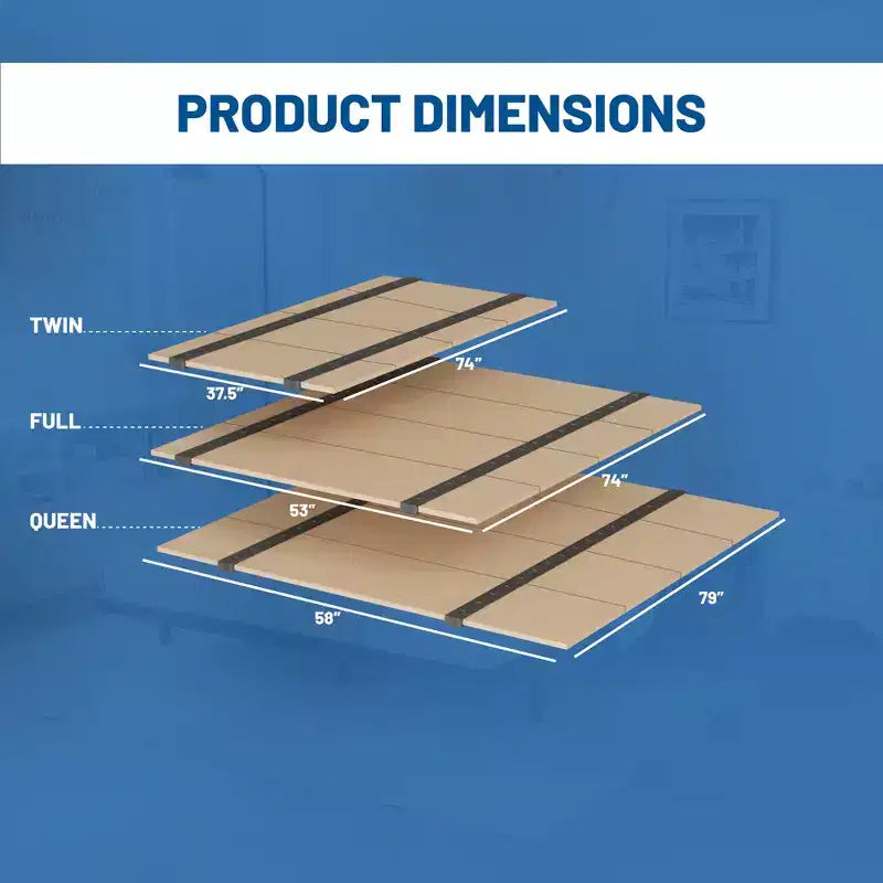 Continental Sleep, sommier pliant, plateforme de soutien de matelas extra-plat 74 x 37,5 pour lits de jour, lits superposés, futons et cadres de lit en métal/bois