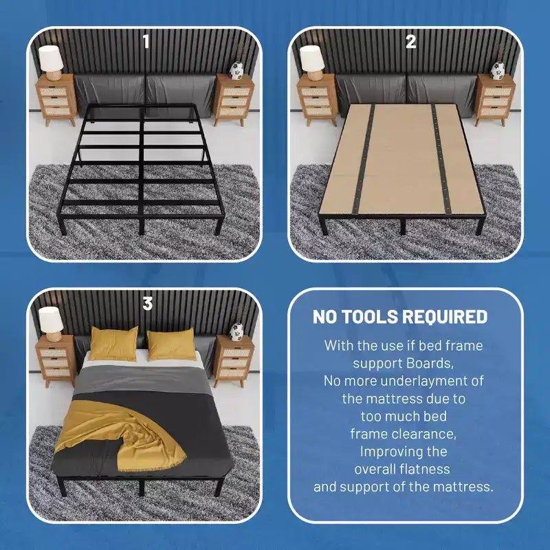 Continental Sleep, sommier pliant, plateforme de soutien de matelas extra-plat 74 x 37,5 pour lits de jour, lits superposés, futons et cadres de lit en métal/bois