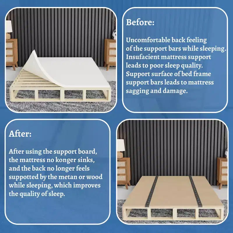 Continental Sleep, sommier pliant, plateforme de soutien de matelas extra-plat 74 x 37,5 pour lits de jour, lits superposés, futons et cadres de lit en métal/bois