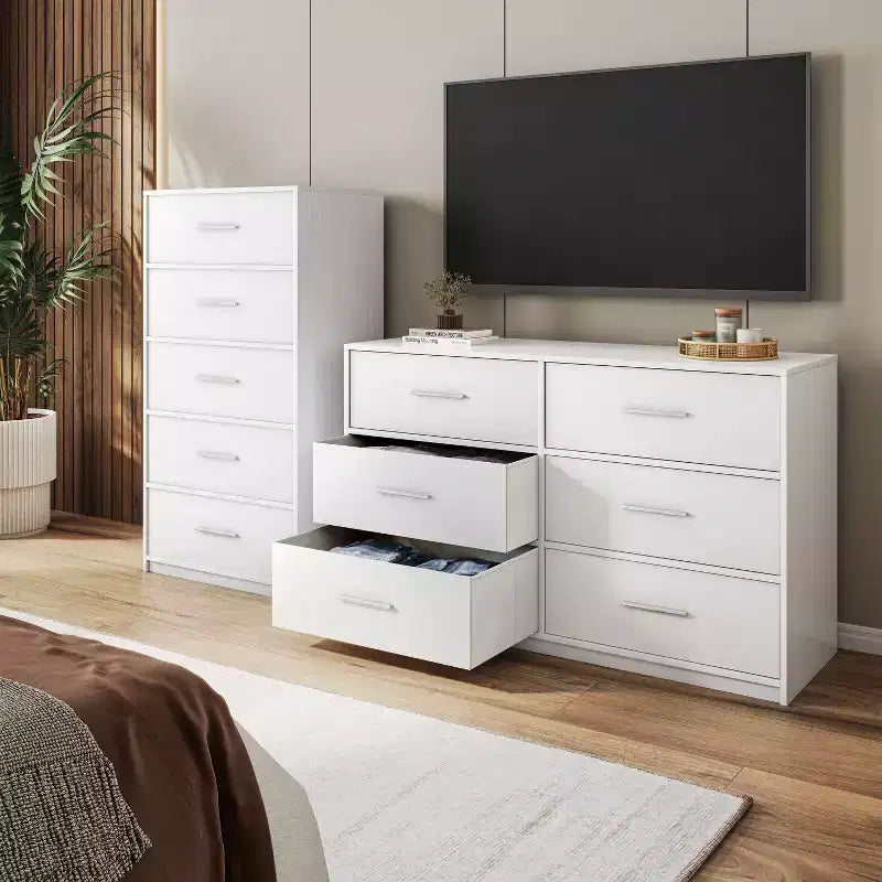 Commode Okak Modern à 5/6/8 tiroirs en tissu avec plateau en bois résistant à l'eau pour exposition, parfaite pour l'organisation dans les petites pièces