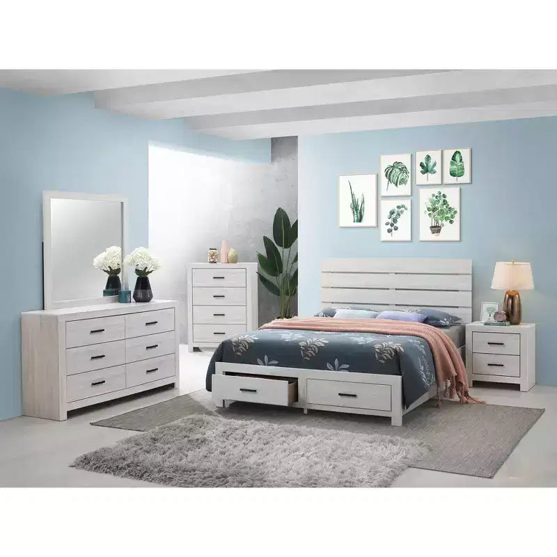 Commode 4 tiroirs Okak, 81 cm de large, style côtier, avec tiroirs à glissement facile, surface optimisée pour la décoration, organisateur de chambre polyvalent