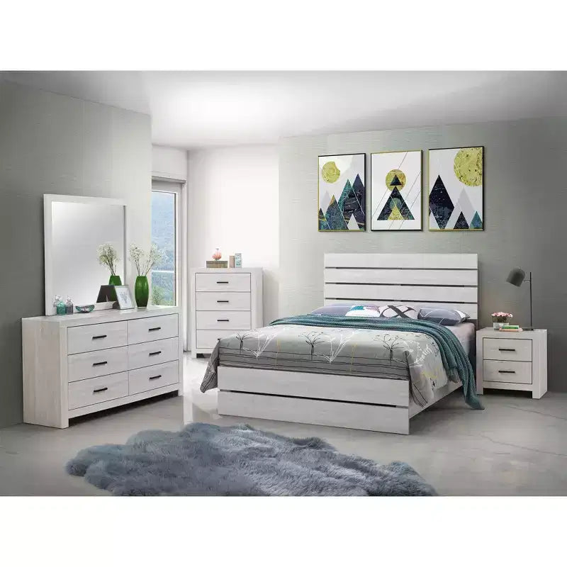 Commode 4 tiroirs Okak, 81 cm de large, style côtier, avec tiroirs à glissement facile, surface optimisée pour la décoration, organisateur de chambre polyvalent