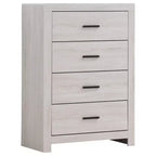 Commode 4 tiroirs Okak, 81 cm de large, style côtier, avec tiroirs à glissement facile, surface optimisée pour la décoration, organisateur de chambre polyvalent