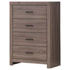 Commode 4 tiroirs Okak, 81 cm de large, style côtier, avec tiroirs à glissement facile, surface optimisée pour la décoration, organisateur de chambre polyvalent