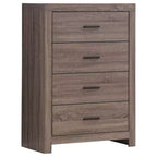 Commode 4 tiroirs Okak, 81 cm de large, style côtier, avec tiroirs à glissement facile, surface optimisée pour la décoration, organisateur de chambre polyvalent