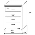 Commode 4 tiroirs Okak, 81 cm de large, style côtier, avec tiroirs à glissement facile, surface optimisée pour la décoration, organisateur de chambre polyvalent
