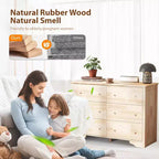Commode en bois massif VINGLI inachevée pour la personnalisation de couleur, commode 6 tiroirs en bois véritable naturel pour chambre à coucher