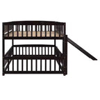 Lit superposé avec toboggan, lits superposés bas double sur double avec barrière et échelle pour tout-petits, enfants et adolescents, blanc