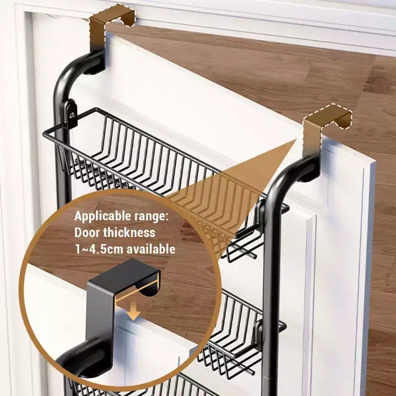 Organisateur de garde-manger suspendu à la porte, rangement et organisation de garde-manger, étagère murale noire pour épices avec paniers réglables