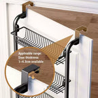 Organisateur de garde-manger suspendu à la porte, rangement et organisation de garde-manger, étagère murale noire pour épices avec paniers réglables