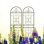 MAYEERTY Lot de 2 treillis de jardin en métal, 220 x 50 cm, antirouille, pour plantes grimpantes, fleurs d'extérieur, noir