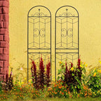 MAYEERTY Lot de 2 treillis de jardin en métal, 220 x 50 cm, antirouille, pour plantes grimpantes, fleurs d'extérieur, noir