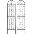 MAYEERTY Lot de 2 treillis de jardin en métal, 220 x 50 cm, antirouille, pour plantes grimpantes, fleurs d'extérieur, noir