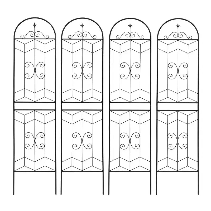 MAYEERTY Lot de 2 treillis de jardin en métal, 220 x 50 cm, antirouille, pour plantes grimpantes, fleurs d'extérieur, noir