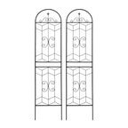 MAYEERTY Lot de 2 treillis de jardin en métal, 220 x 50 cm, antirouille, pour plantes grimpantes, fleurs d'extérieur, noir