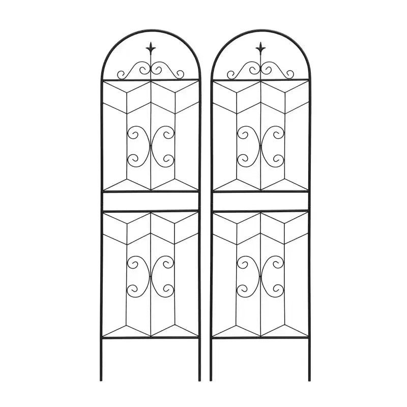 MAYEERTY Lot de 2 treillis de jardin en métal, 220 x 50 cm, antirouille, pour plantes grimpantes, fleurs d'extérieur, noir