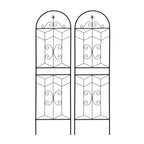 MAYEERTY Lot de 2 treillis de jardin en métal, 220 x 50 cm, antirouille, pour plantes grimpantes, fleurs d'extérieur, noir