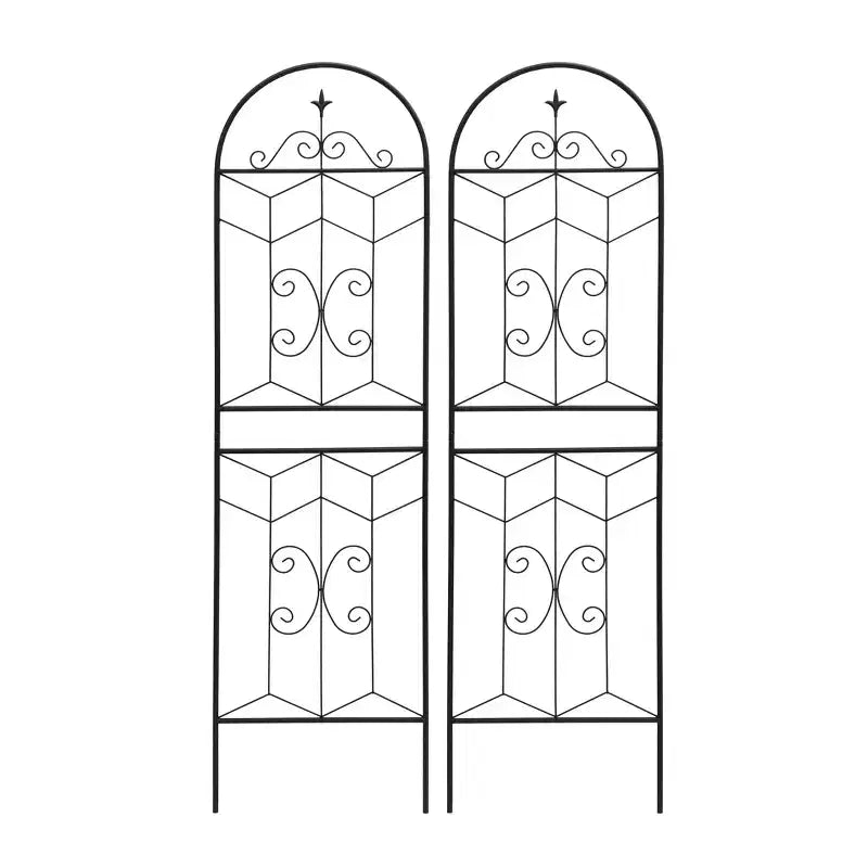 MAYEERTY Lot de 2 treillis de jardin en métal, 220 x 50 cm, antirouille, pour plantes grimpantes, fleurs d'extérieur, noir