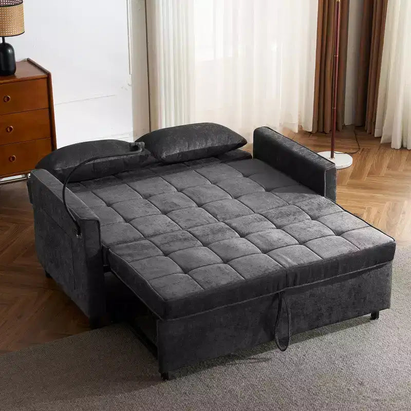 Canapé deux places confortable en chenille Merax avec lit gigogne