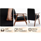 MAYEERTY Fauteuil d'appoint dossier haut de style scandinave avec structure en bois massif et dossier épais pour salon