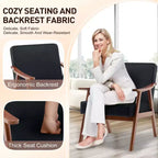 MAYEERTY Fauteuil d'appoint dossier haut de style scandinave avec structure en bois massif et dossier épais pour salon