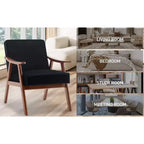 MAYEERTY Fauteuil d'appoint dossier haut de style scandinave avec structure en bois massif et dossier épais pour salon