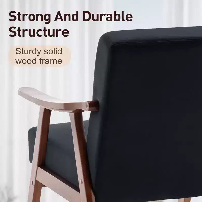 MAYEERTY Fauteuil d'appoint dossier haut de style scandinave avec structure en bois massif et dossier épais pour salon