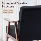 MAYEERTY Fauteuil d'appoint dossier haut de style scandinave avec structure en bois massif et dossier épais pour salon