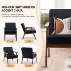 MAYEERTY Fauteuil d'appoint dossier haut de style scandinave avec structure en bois massif et dossier épais pour salon