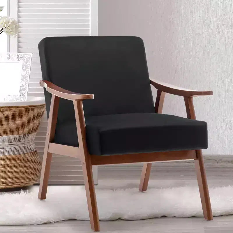 MAYEERTY Fauteuil d'appoint dossier haut de style scandinave avec structure en bois massif et dossier épais pour salon