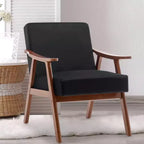 MAYEERTY Fauteuil d'appoint dossier haut de style scandinave avec structure en bois massif et dossier épais pour salon