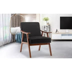 MAYEERTY Fauteuil d'appoint dossier haut de style scandinave avec structure en bois massif et dossier épais pour salon