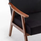 MAYEERTY Fauteuil d'appoint dossier haut de style scandinave avec structure en bois massif et dossier épais pour salon