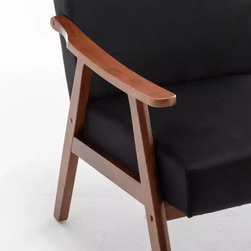 MAYEERTY Fauteuil d'appoint dossier haut de style scandinave avec structure en bois massif et dossier épais pour salon