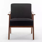 MAYEERTY Fauteuil d'appoint dossier haut de style scandinave avec structure en bois massif et dossier épais pour salon
