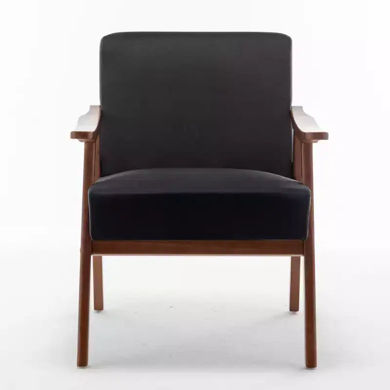 MAYEERTY Fauteuil d'appoint dossier haut de style scandinave avec structure en bois massif et dossier épais pour salon