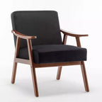 MAYEERTY Fauteuil d'appoint dossier haut de style scandinave avec structure en bois massif et dossier épais pour salon
