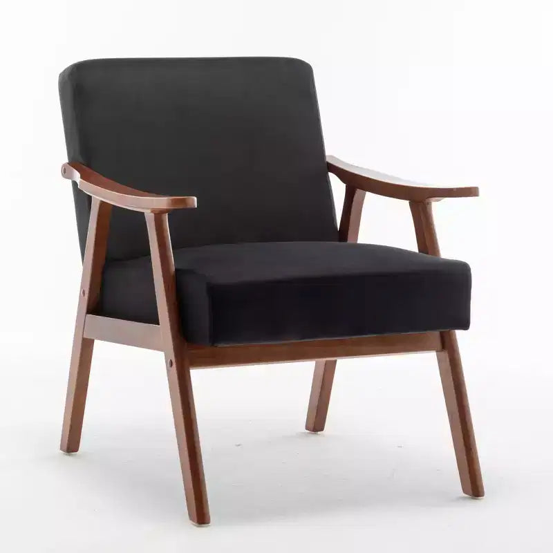 MAYEERTY Fauteuil d'appoint dossier haut de style scandinave avec structure en bois massif et dossier épais pour salon