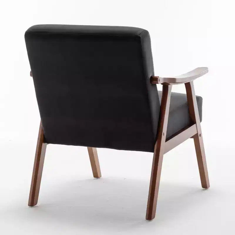 MAYEERTY Fauteuil d'appoint dossier haut de style scandinave avec structure en bois massif et dossier épais pour salon